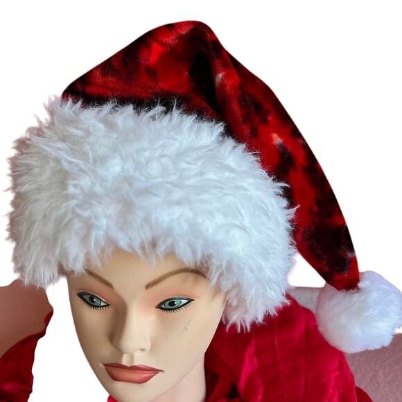 Santa Hat Handcrafted Hippie Sewn Snow Bunny Winter Holiday Christmas Headcover - Picture 5 of 6